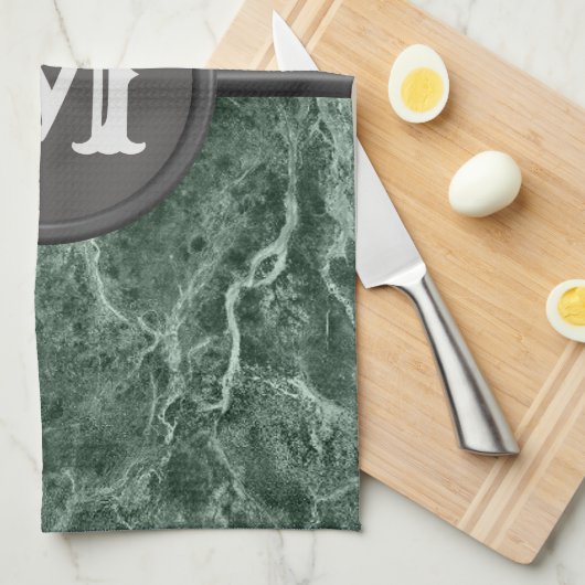 Zwei farbige Marmor-Monogramm - Wählen Sie Ihre Fa Geschirrtuch (Viertel Falte)