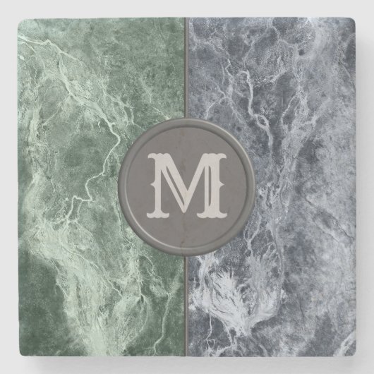 Zwei farbige Marmor-Monogramm - Wählen Sie Ihre Fa Steinuntersetzer (Vorderseite)
