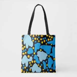 Zwei farbige Puffwolken blass, mittelblau, gelb Tasche