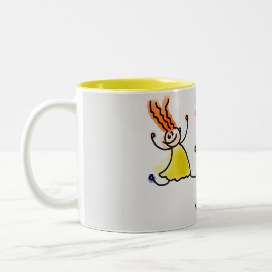 Zwei farbige Tasse mit Cartoon-Kinderdesign. (Links)
