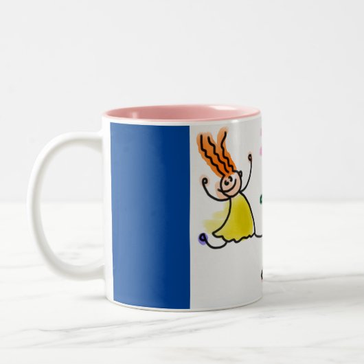 Zwei farbige Tasse mit Cartoon-Kinderdesign. (Links)