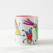 Zwei farbige Tasse mit Cartoon-Kinderdesign. (Mittel)