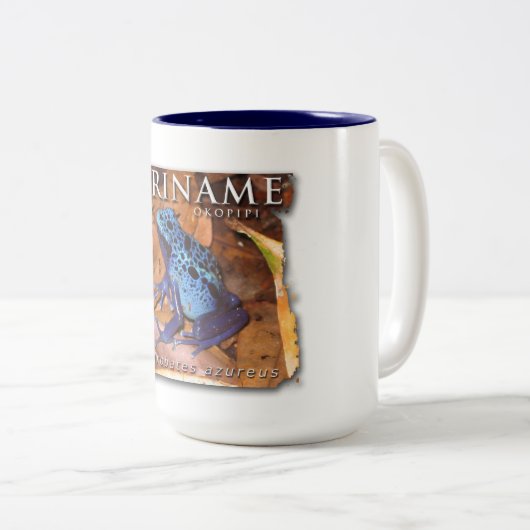 Zwei FarbTasse mit blauem Frosch Zweifarbige Tasse (VorderseiteRechts)