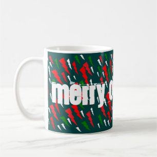 Zwei Farbtöne Grün und Rot Weiß Frohe Weihnachten Kaffeetasse