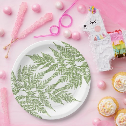 Zwei Farn-Wedel-Silhouette Pappteller (Party)