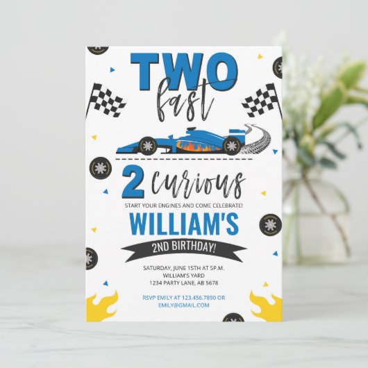 Zwei Fast 2 Curry Blue Einladung (Stehend Vorderseite)