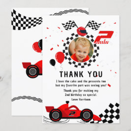 Zwei Fast-2. Geburtstagskinder Niedlich Red Racing Dankeskarte