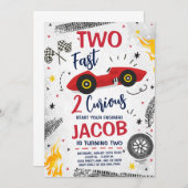 Zwei Fast 2 Neugierige Red 2. Geburtstag Einladung (Vorne/Hinten)
