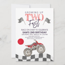 Zwei Fast Birthday Dirt Bike Thema Einladung. Einladung