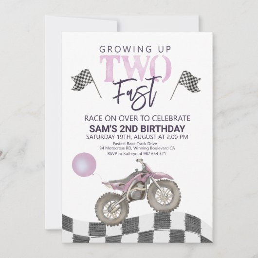 Zwei Fast Birthday Dirt Bike Thema Einladung. Invi Einladung (Vorderseite)
