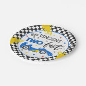 Zwei Fast Birthday Party Blue Race Auto 2. Geburts Pappteller (Schrägansicht)