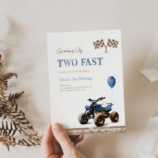 ZWEI Fast Blue 4 Wheeler zum Geburtstag Einladung