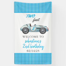 Zwei Fast Blue Race Car 2. Geburtstag Party