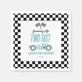 Zwei Fast Blue Race Car 2. Geburtstag Party Serviette