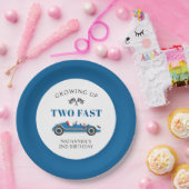 Zwei Fast Blue Racing Car 2. Geburtstag Pappteller (Party)