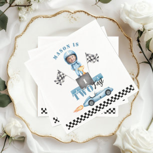 Zwei Fast Blue Rennwagen 2. Foto Geburtstag Serviette