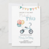 ZWEI Fast Blue Tricycle - Einladung zum Geburtstag (Vorderseite)