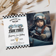 Zwei Fast Boy 2. Geburtstag Race Car Party Foto Einladung