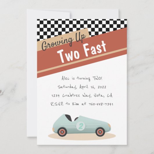 Zwei Fast Car Thema einzigartig Gelb Rot Schwarz Einladung (Vorderseite)