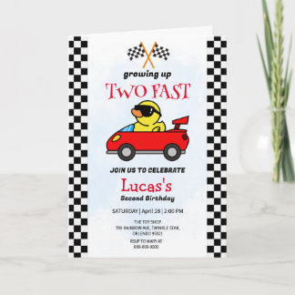 Zwei Fast Dinosaurier Race Auto 2. Geburtstag Part Einladung