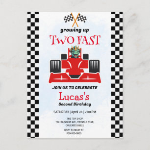 Zwei Fast Dinosaurier Race Auto 2. Geburtstag Part Postkarte