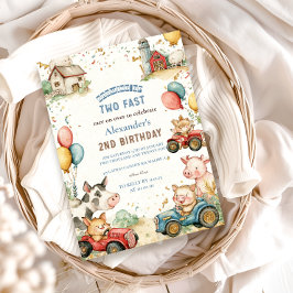 Zwei Fast Farm Animes 2. Geburtstag Einladung