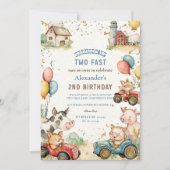 Zwei Fast Farm Animes 2. Geburtstag Einladung (Vorderseite)