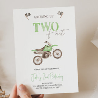ZWEI Fast Lime Green Dirt Bike Einladung Geburtsta