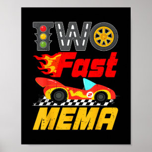 Zwei Fast Mema Pit Crew Racing Car Family Geburtst Poster