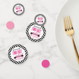 Zwei Fast Pink Race Car 2. Geburtstag Party Konfetti