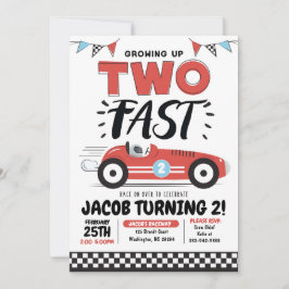 Zwei Fast-Race-Car 2. Geburtstag Party Einladung
