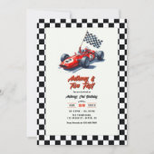 Zwei Fast Race Car 2. Geburtstag Party Einladung (Vorderseite)