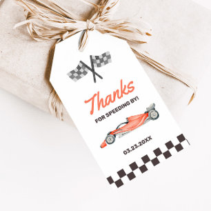 Zwei Fast Race Car 2. Geburtstagsparty Geschenkanhänger