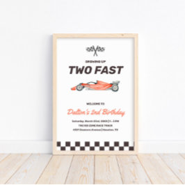 Zwei Fast Race Car 2. Geburtstagsparty Poster