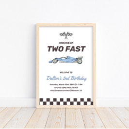 Zwei Fast Race Car 2. Geburtstagsparty Poster