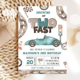 Zwei Fast Race Car Boy 2. Geburtstag Einladung