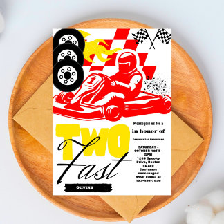 Zwei Fast Race Car Boy 2. Geburtstag Party Einladu Einladung