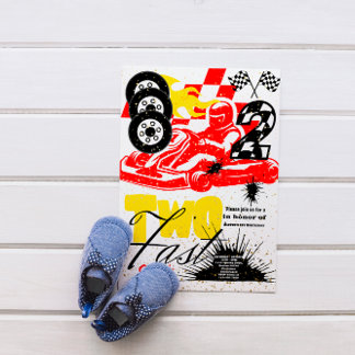 Zwei Fast Race Car Boy 2. Geburtstag Party Einladu Einladung