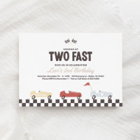 Zwei Fast Race Car Boy 2. Geburtstag Party Einladu