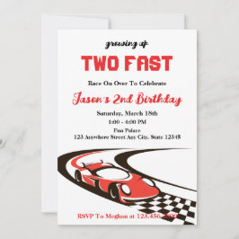 Zwei Fast Race Car Boy 2. Geburtstag Party Einladung
