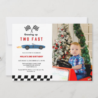 Zwei Fast Race Car Boy 2. Geburtstag Party Einladung