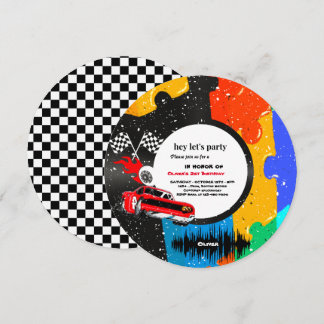 Zwei Fast Race Car Boy 2. Geburtstag Party Invitat Einladung