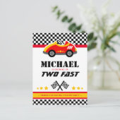 Zwei Fast Race Car danke Karte (Stehend Vorderseite)