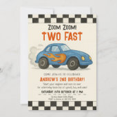Zwei Fast Race Car Geburtstagsparty Einladung (Vorderseite)