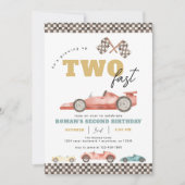 Zwei Fast Race Car Geburtstagsparty Einladung (Vorderseite)