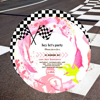 Zwei Fast Race Cargirls 2. Geburtstag Party Einlad Einladung
