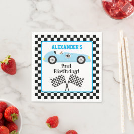 Zwei Fast Racececar Blue Racing Boy Geburtstag Serviette