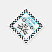 Zwei Fast Racececar Blue Racing Boy Geburtstag Serviette (Ecke)