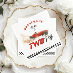 Zwei Fast Red Race Auto 2. Foto Geburtstag Serviette