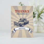 ZWEI Fast Second Birthday Thema Kinderwagen Dankeskarte (Stehend Vorderseite)